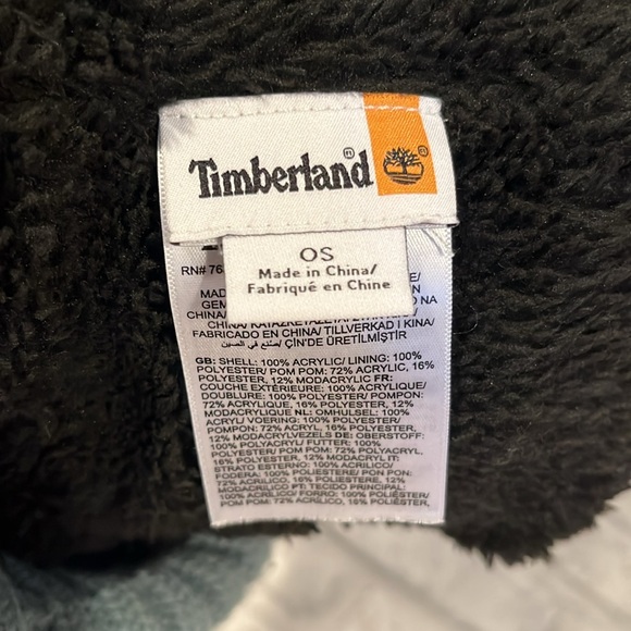 Timberland knit beanie hat winter cap sage green black faux fur lining warm ski - Picture 5 of 7